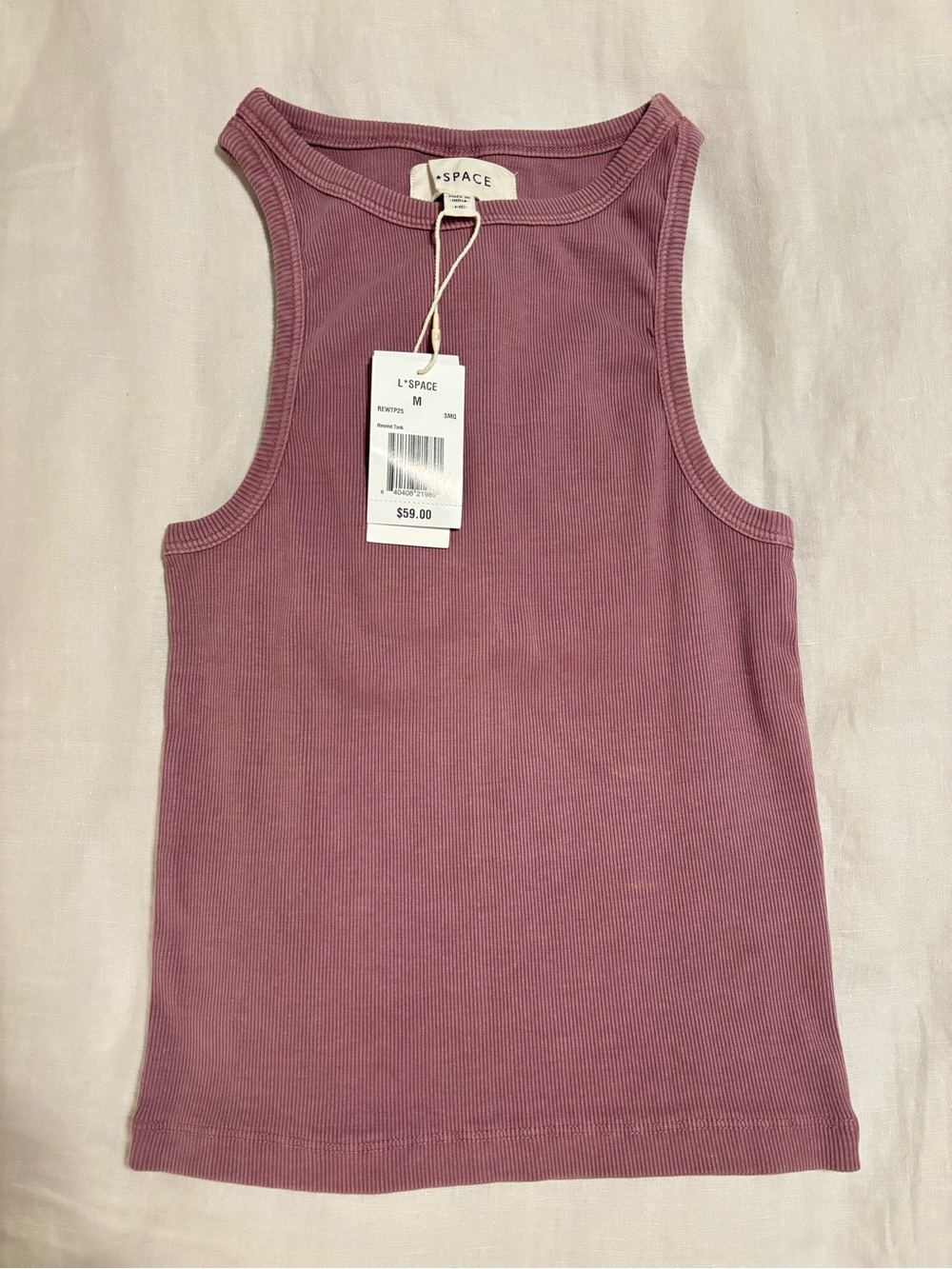 L*Space Mauve Ribbed Tank Top Women’s Medium NWT